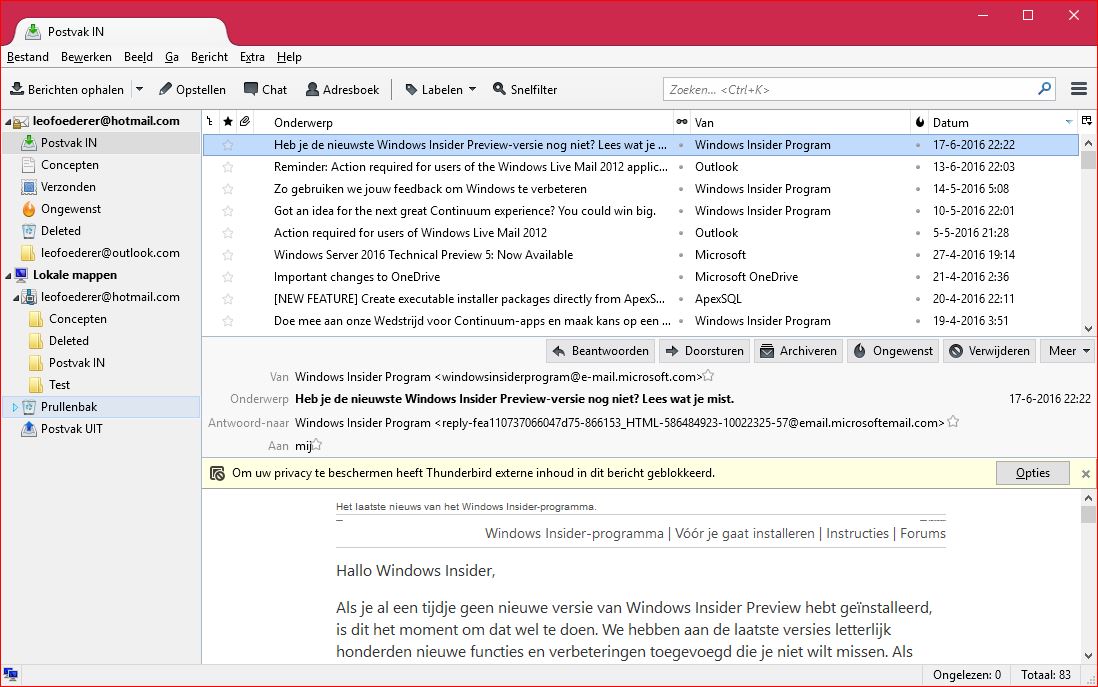 Windows Live Mail werkt niet meer met een Microsoft account